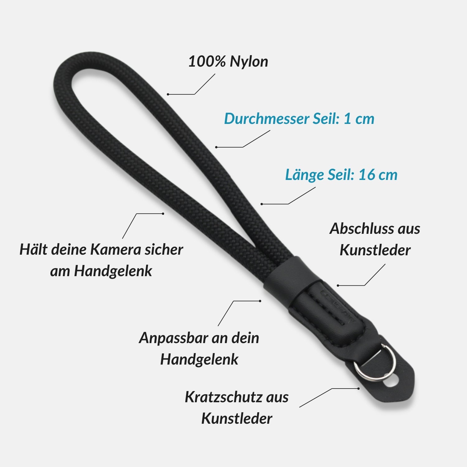 Kamera Handschlaufe in Seil-Optik fürs Handgelenk